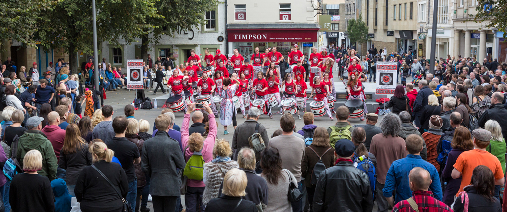 Batala samba drummers at Lancaster Music Festival 2015